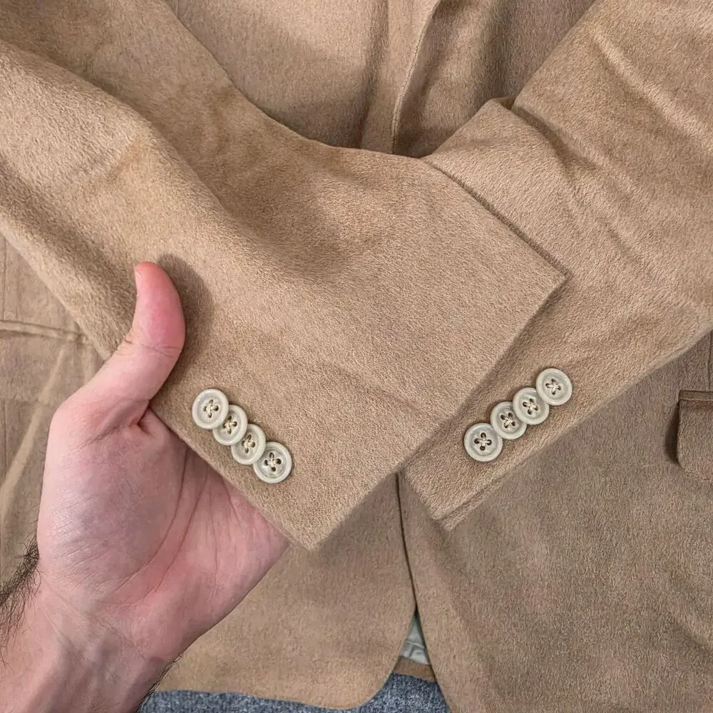 Ermenegildo Zegna Blazer Men 52 Beige Pure Camelhair Sport Coat Business Office